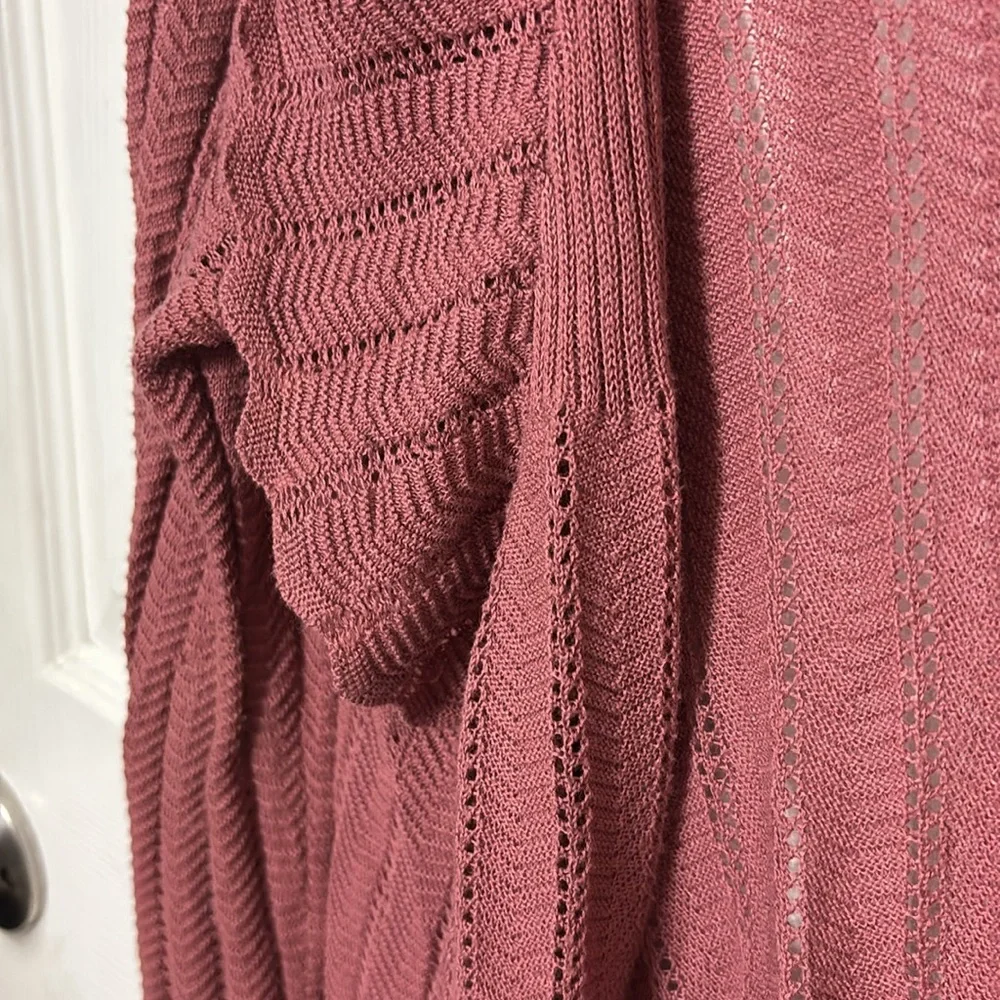 MOTH mauve dust rose knit cardigan scallop hem shawl collar size Small cotton